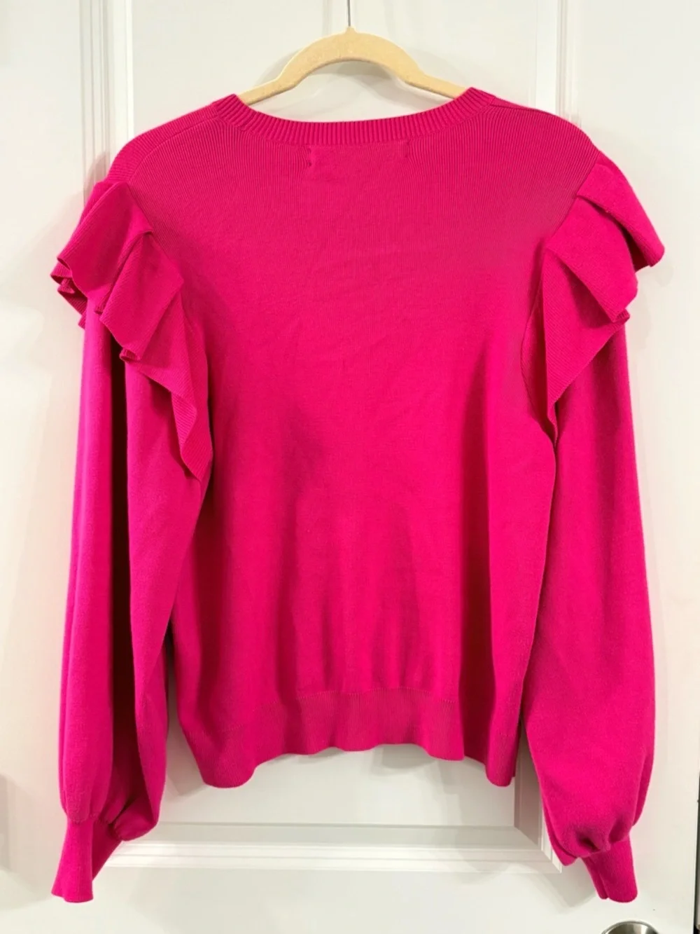 Marie Oliver Hot Pink Ruffle Sweater |Romantic Feminine Statement Piece (M)